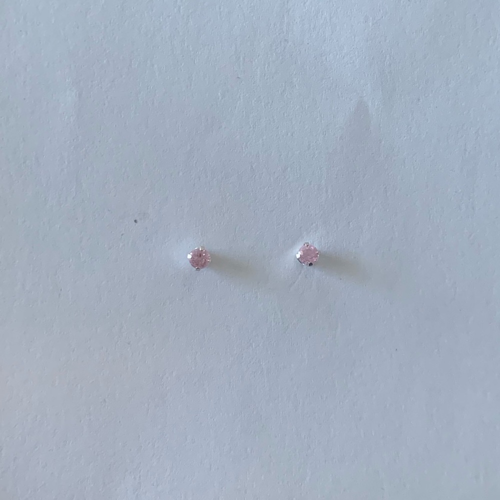 Delicate Dainty Small Pink Gemstone Stud Earrings